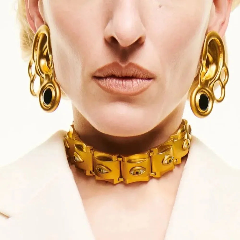 Statement Golden Ea Style Dangle Earrings