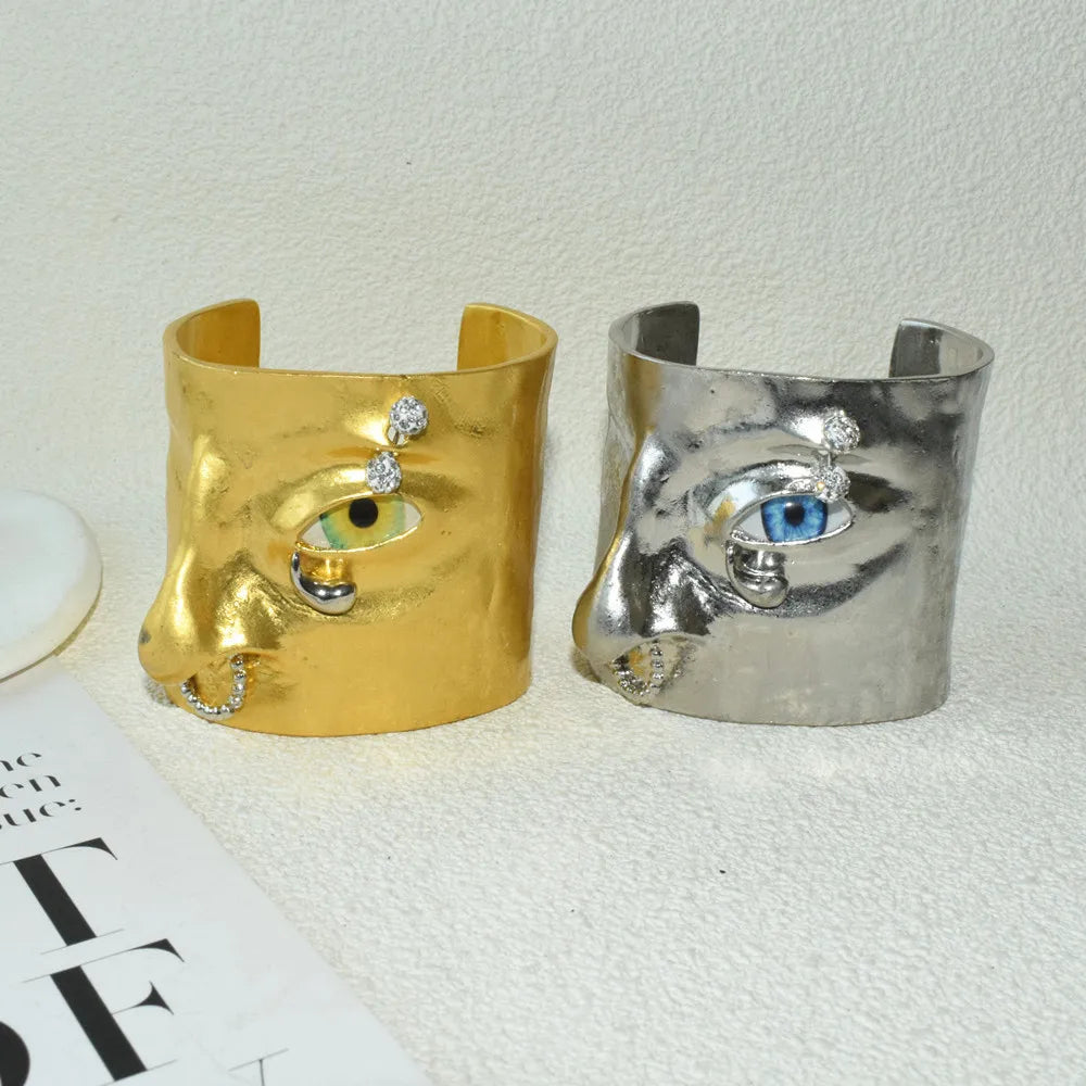 Statement Surrealist Eyes Cuff Bracelet