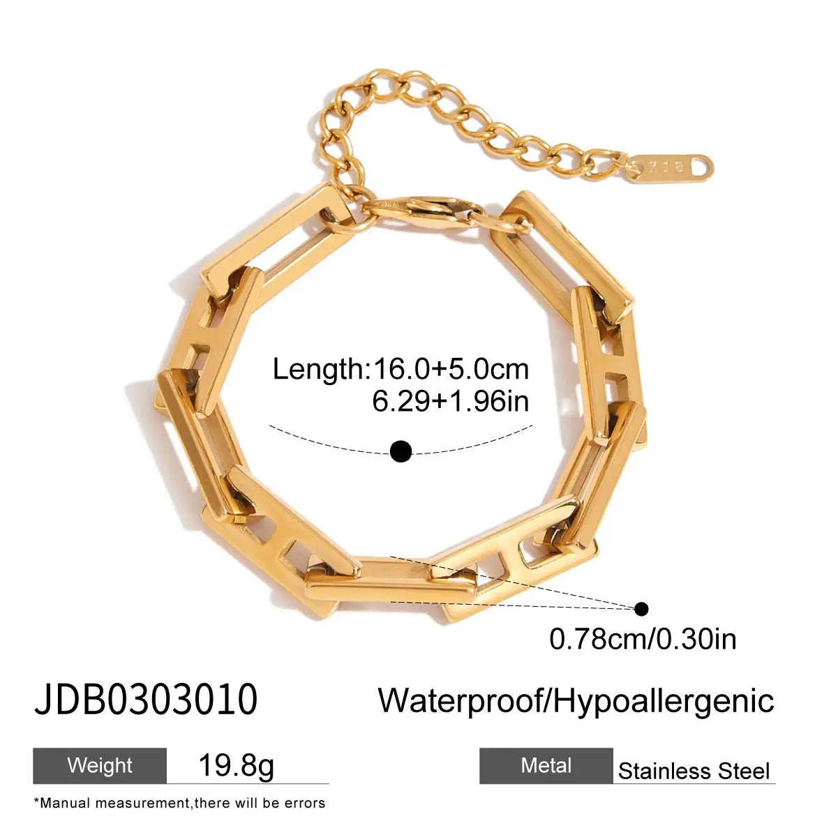 Geometric Square Chain Necklace Bracelet