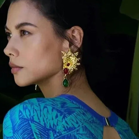 Multicolors Gemstone Dangle Earrings