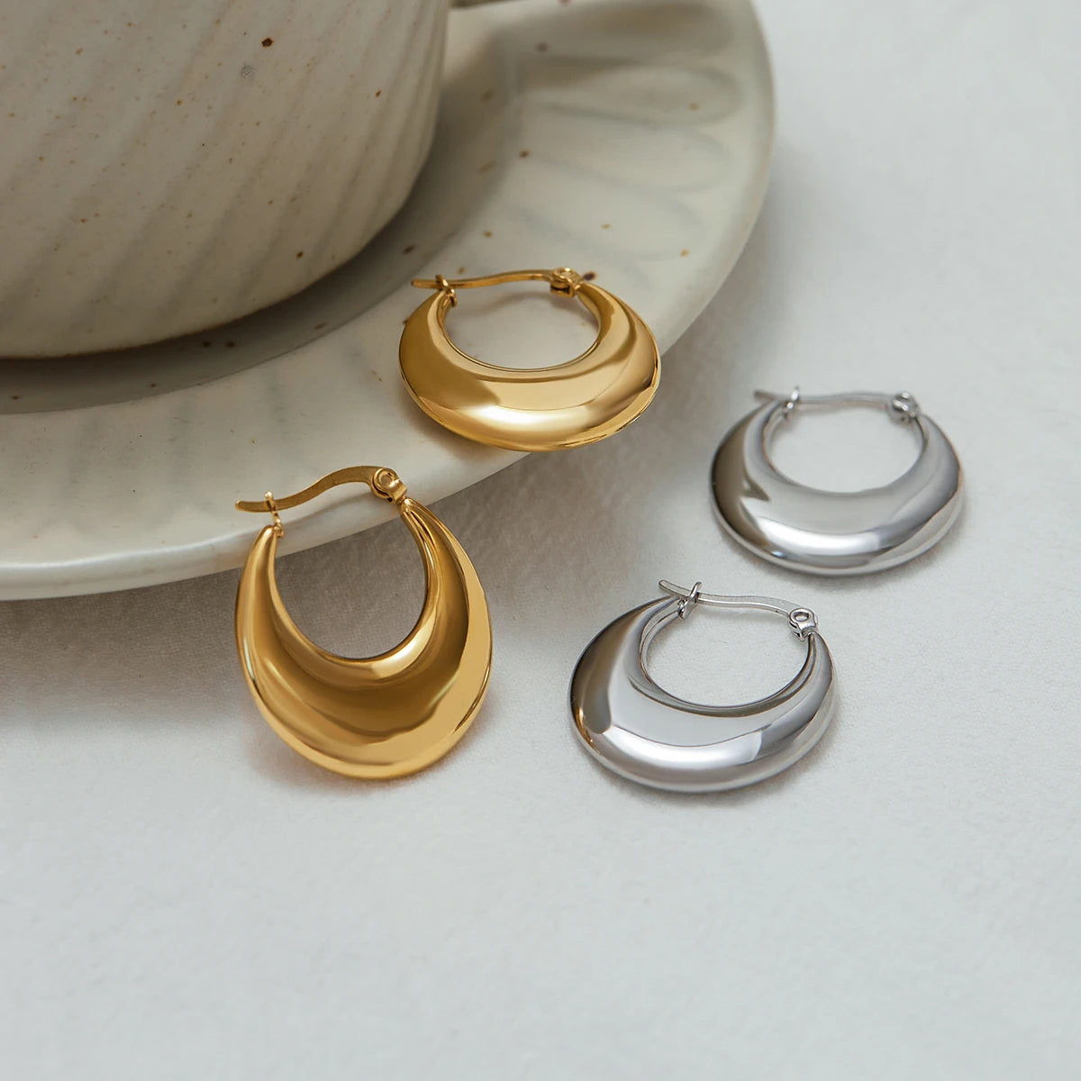 Classic U Shape 18K Gold Plated Hoop Earrings