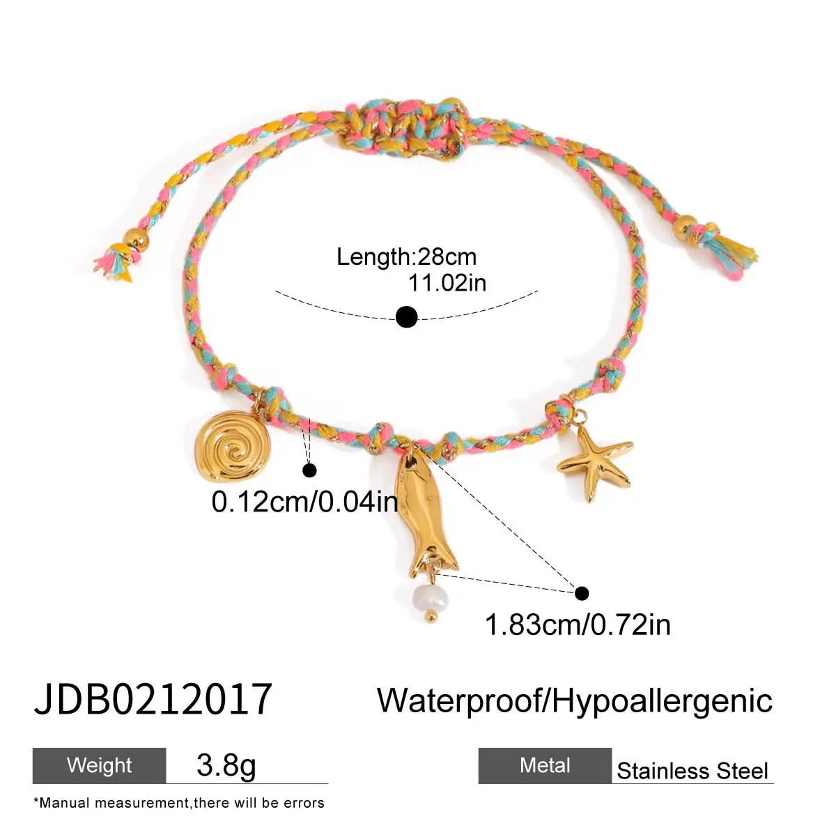 18K Gold Plated Charm Cord Bracelets