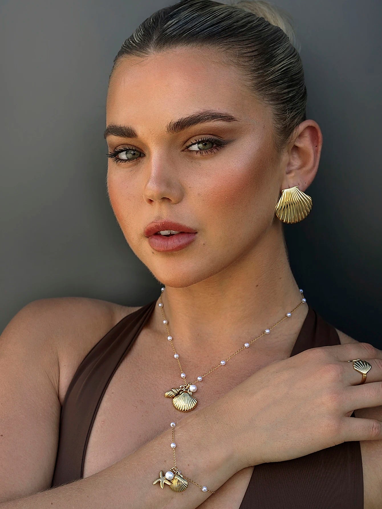 Shell Shape Gold Plated Earrings