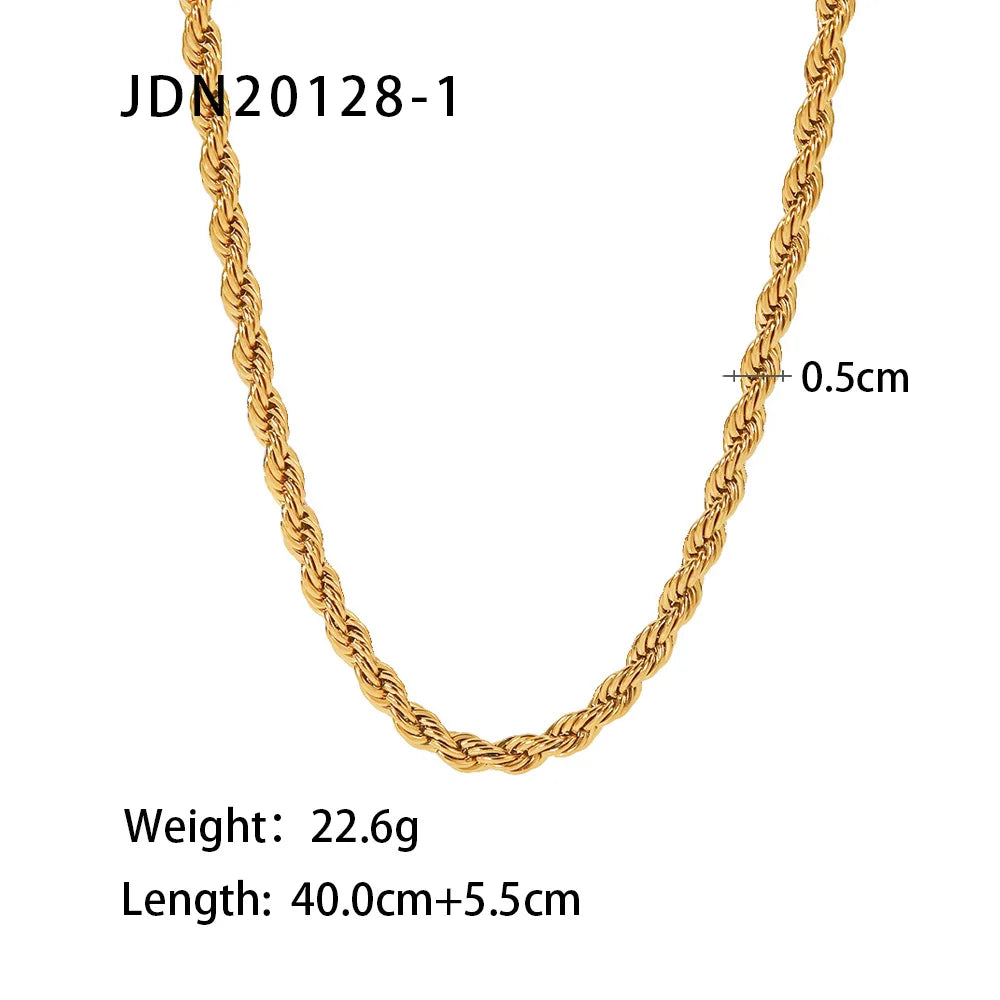 Bold gold statement necklace with rope chain design measuring 40 cm plus 5.5 cm extension