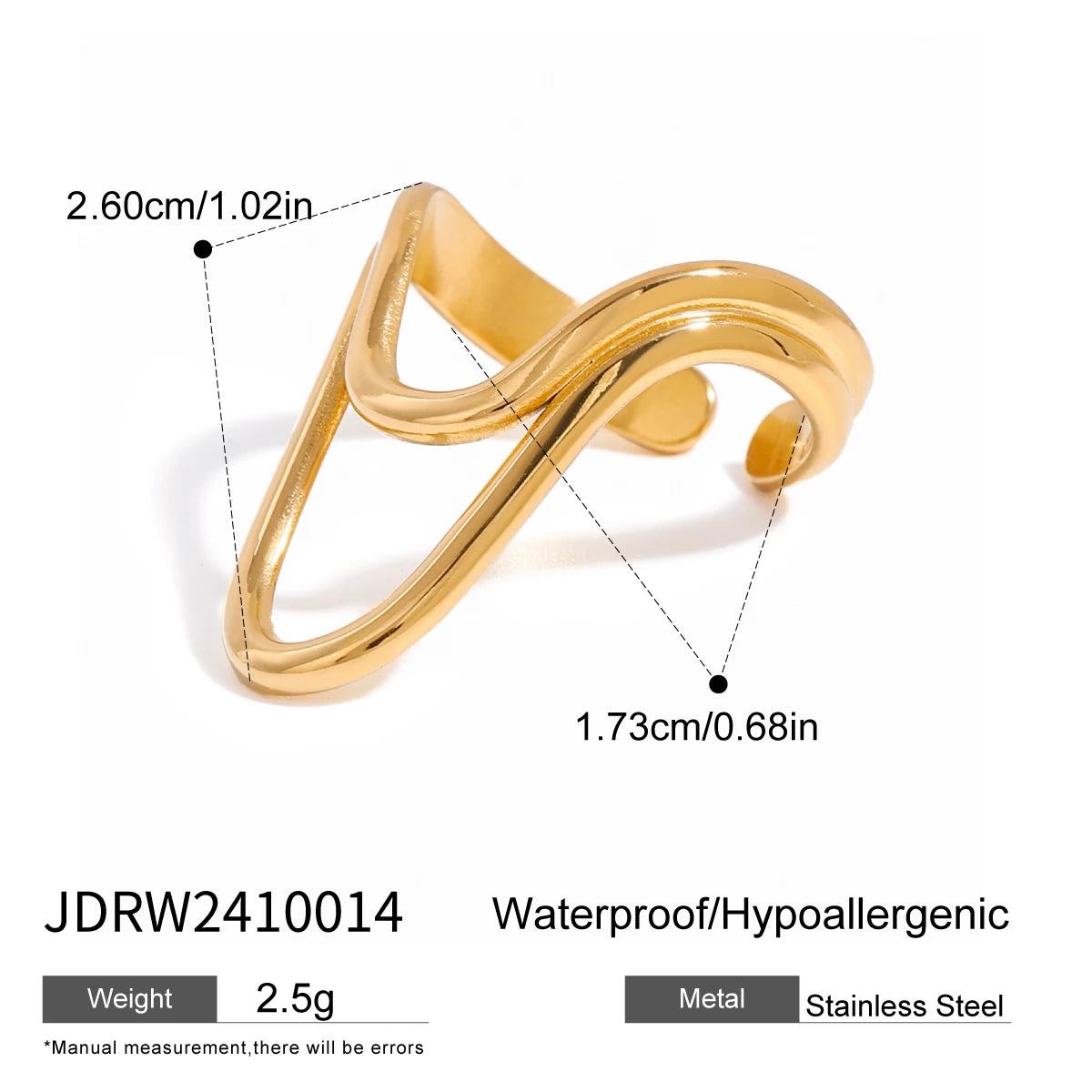 Stylish stainless steel statement gold rings with waterproof and hypoallergenic features