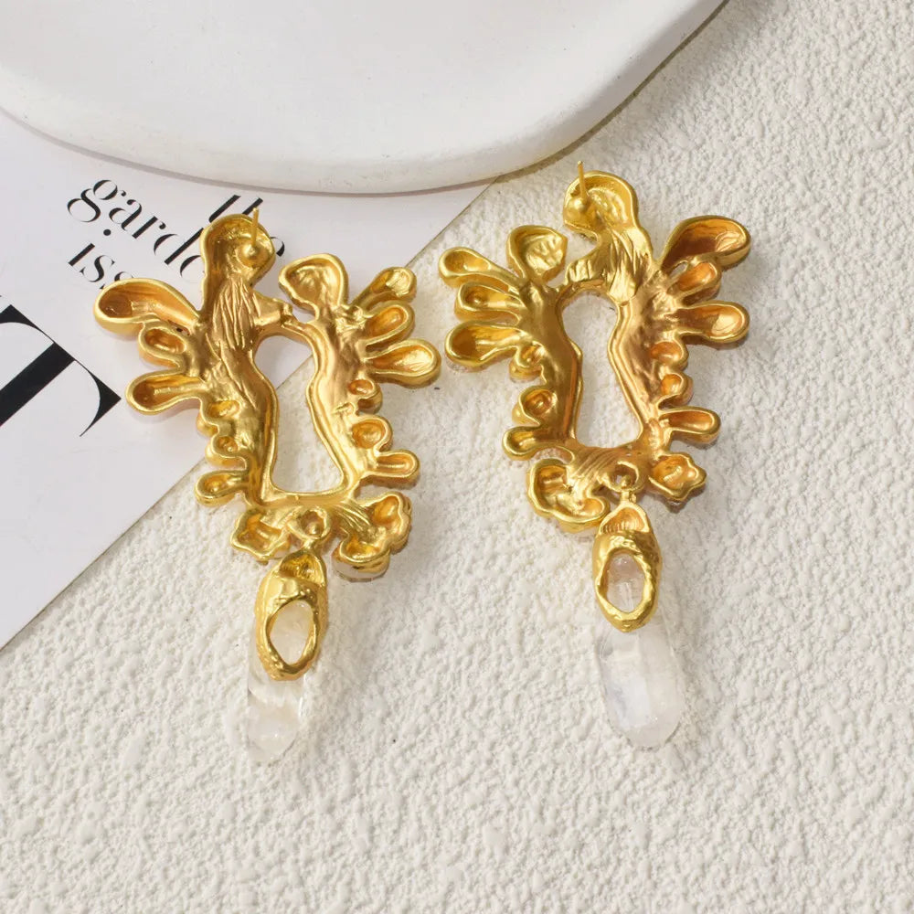 Gold Plated Crystal Dangle Earrings