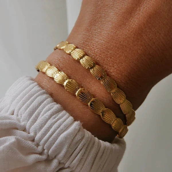 18K Plated Gold Stainless Steel Open Bracelet