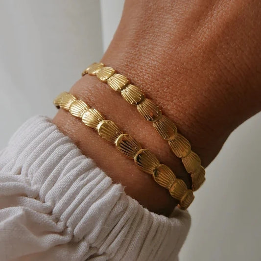 18K Plated Gold Stainless Steel Open Bracelet