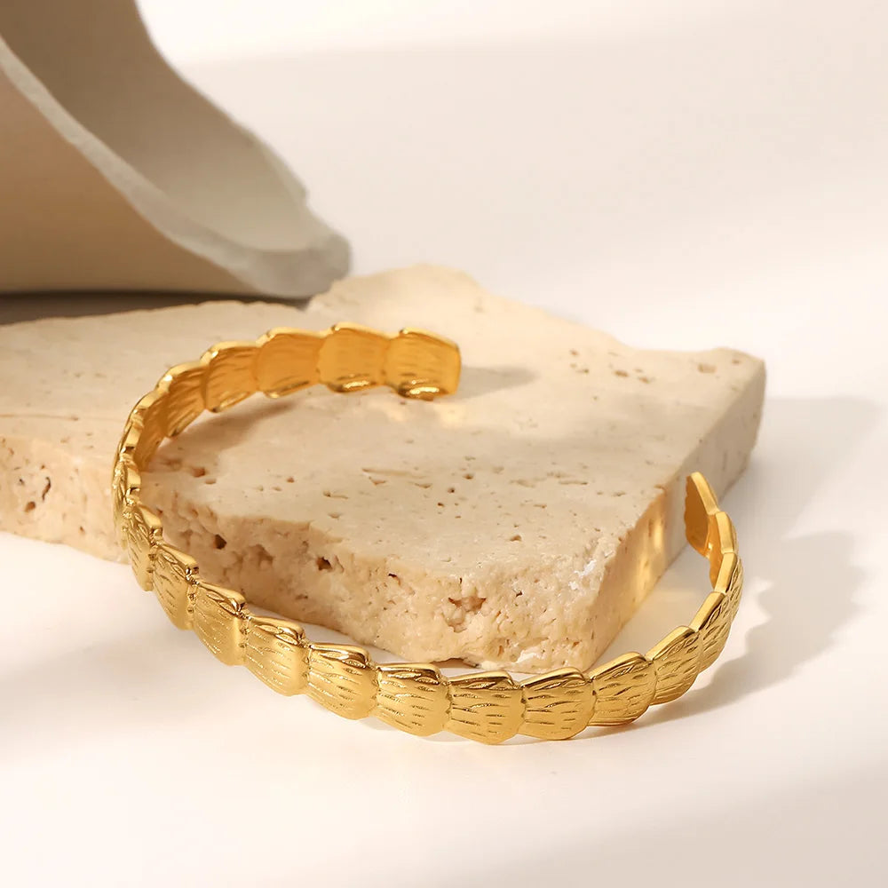 18K Plated Gold Stainless Steel Open Bracelet