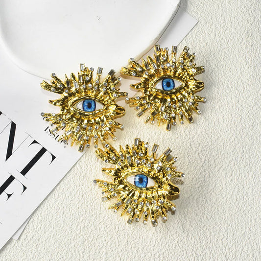 Baroque Style Big Eyes Dangle Earrings Brooches & Rings