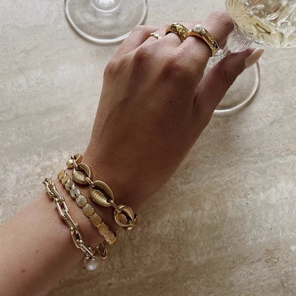18K Plated Gold Stainless Steel Open Bracelet