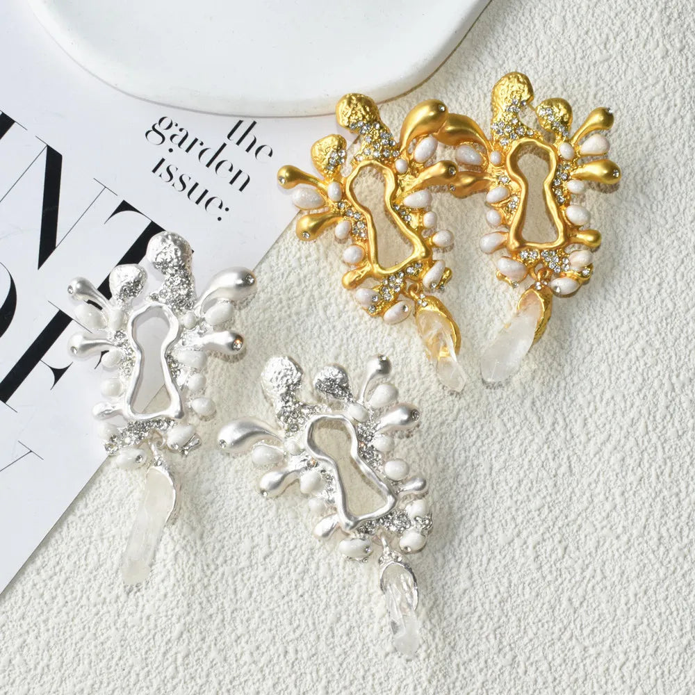 Gold Plated Crystal Dangle Earrings