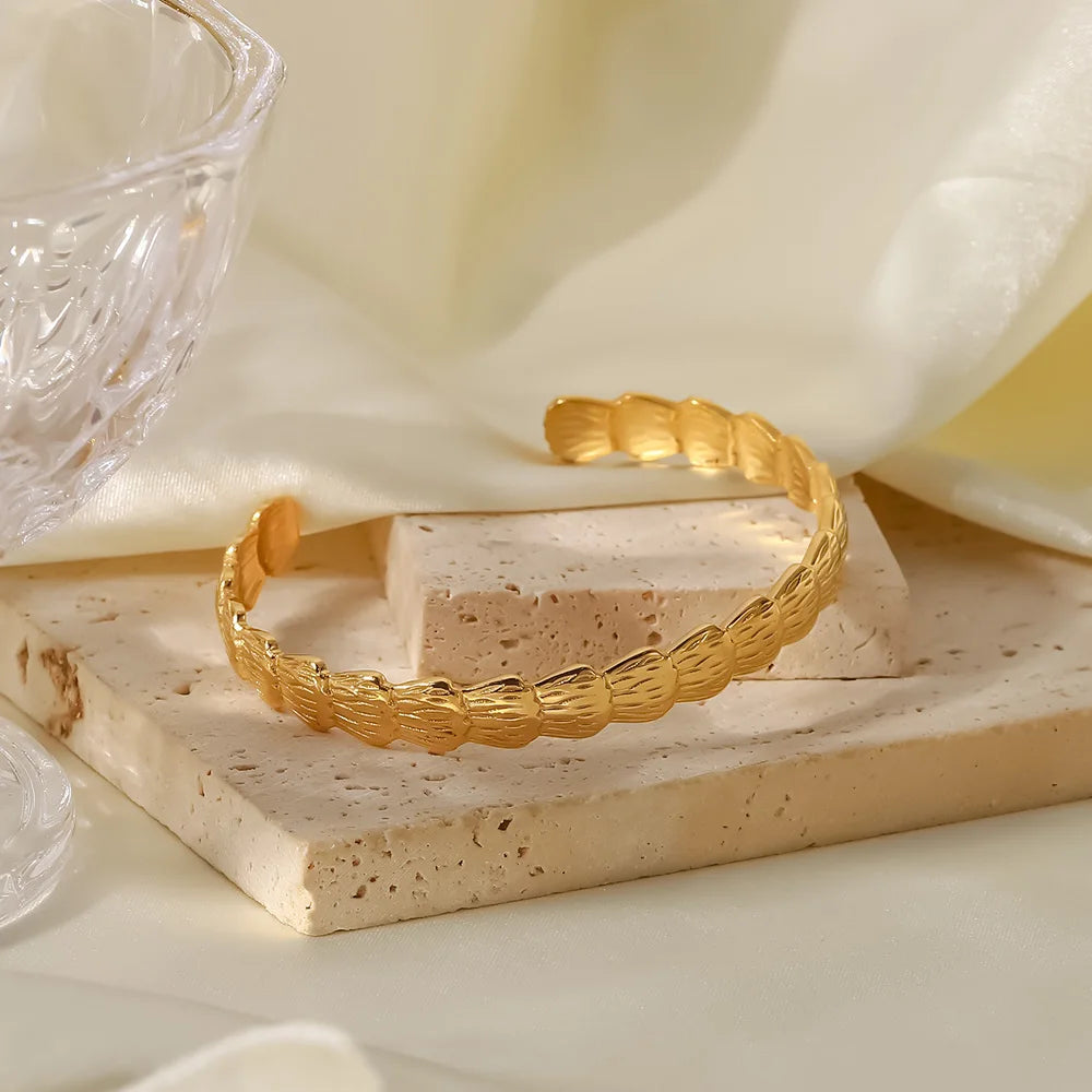 18K Plated Gold Stainless Steel Open Bracelet