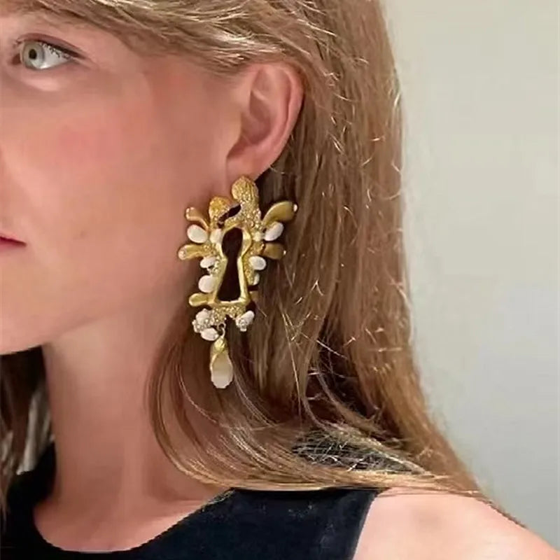 Gold Plated Crystal Dangle Earrings
