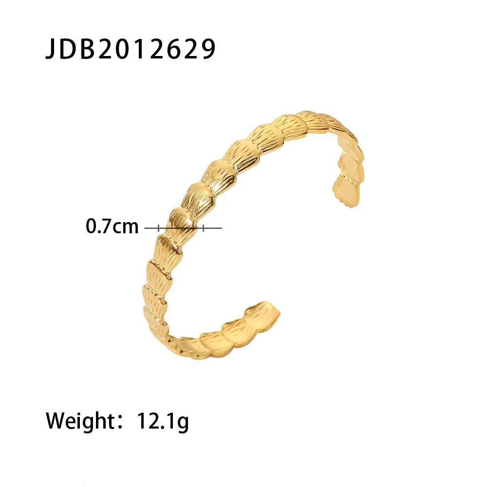 18K Plated Gold Stainless Steel Open Bracelet