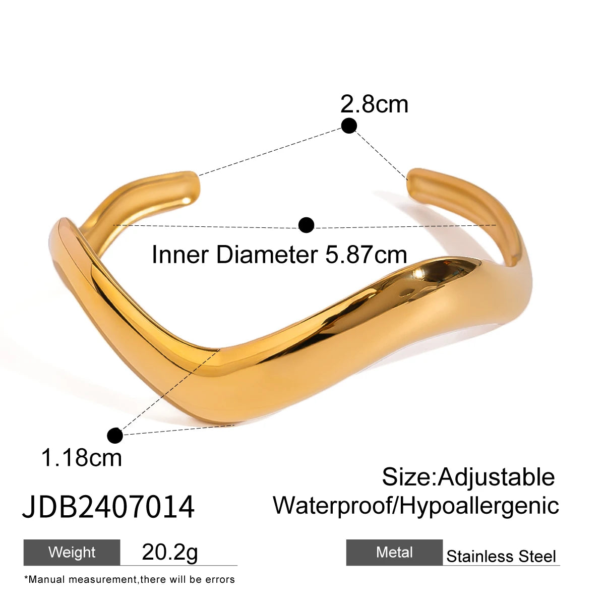 18K Gold Plated Stainless Steel Wrist Bracelet Bangle