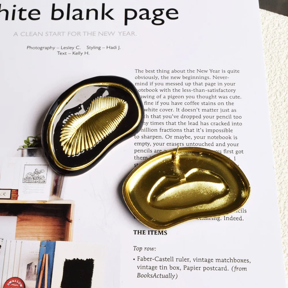 Statement Black Enamel Lip Style Earrings