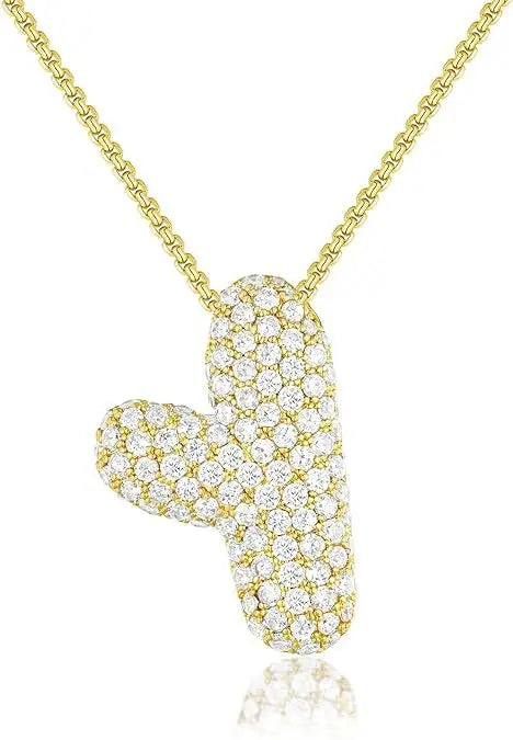 Buble chunky Initial Letter Pendant Necklaces
