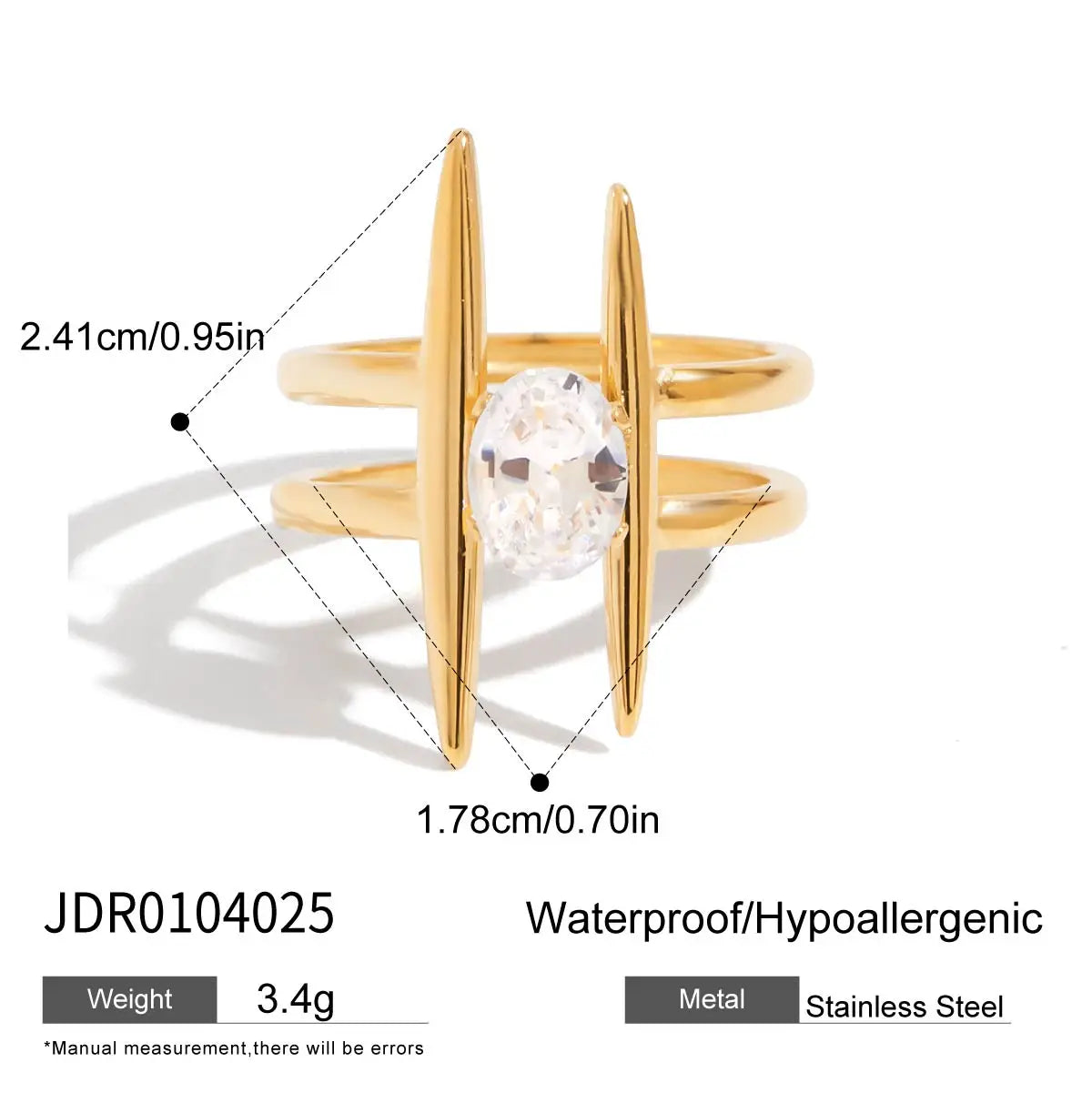 Zircon Circle Lines Gold Plated  Rings