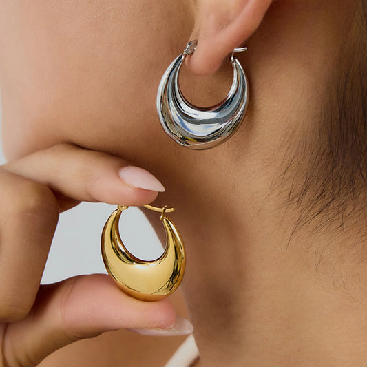 Classic U Shape 18K Gold Plated Hoop Earrings