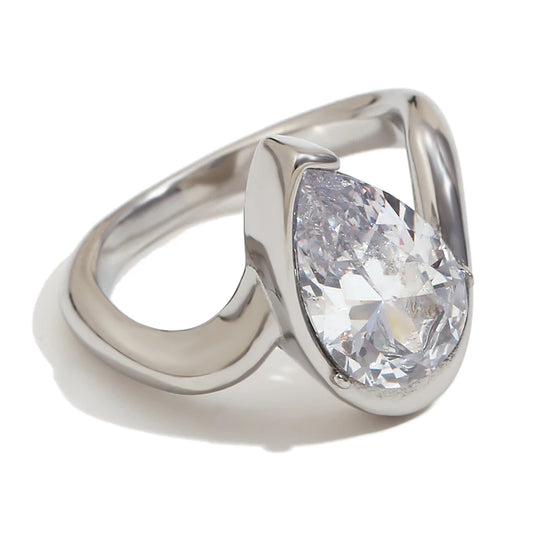 Classic Minimalist Sparking Clear Zircon Rings