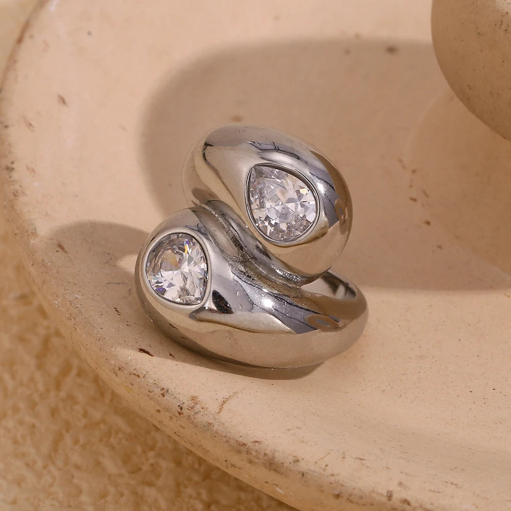 Chunky Gold Plated Zircon Ring