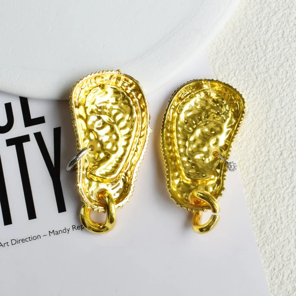 Gold Plated Ear Shaped Dangle Earrings