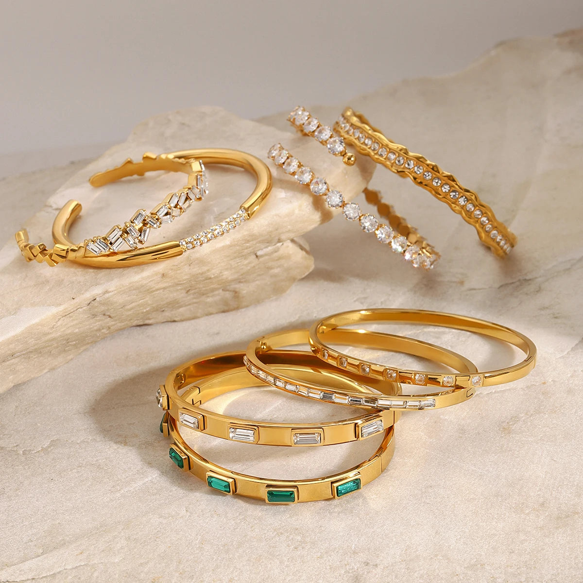 18K Gold Plated Zircon Crystal Adjustable Bracelet