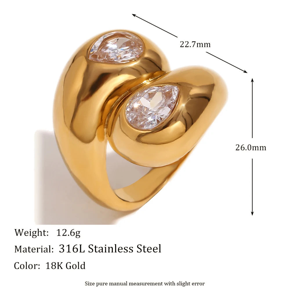 Chunky Gold Plated Zircon Ring