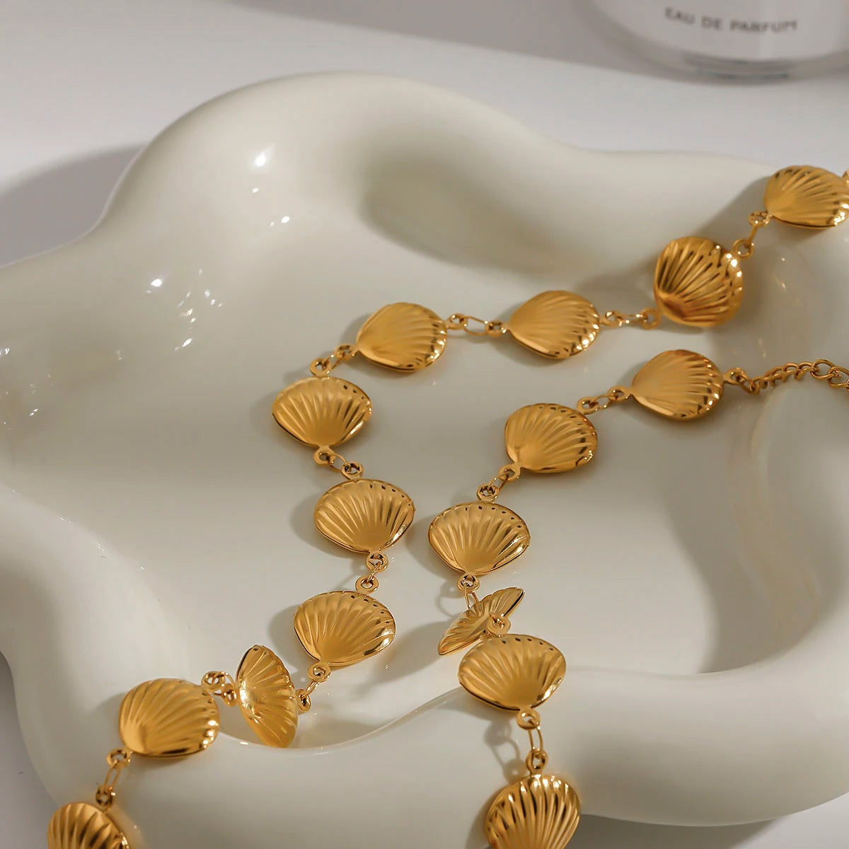 Shell Chain & Steel Sun Pendant Necklace