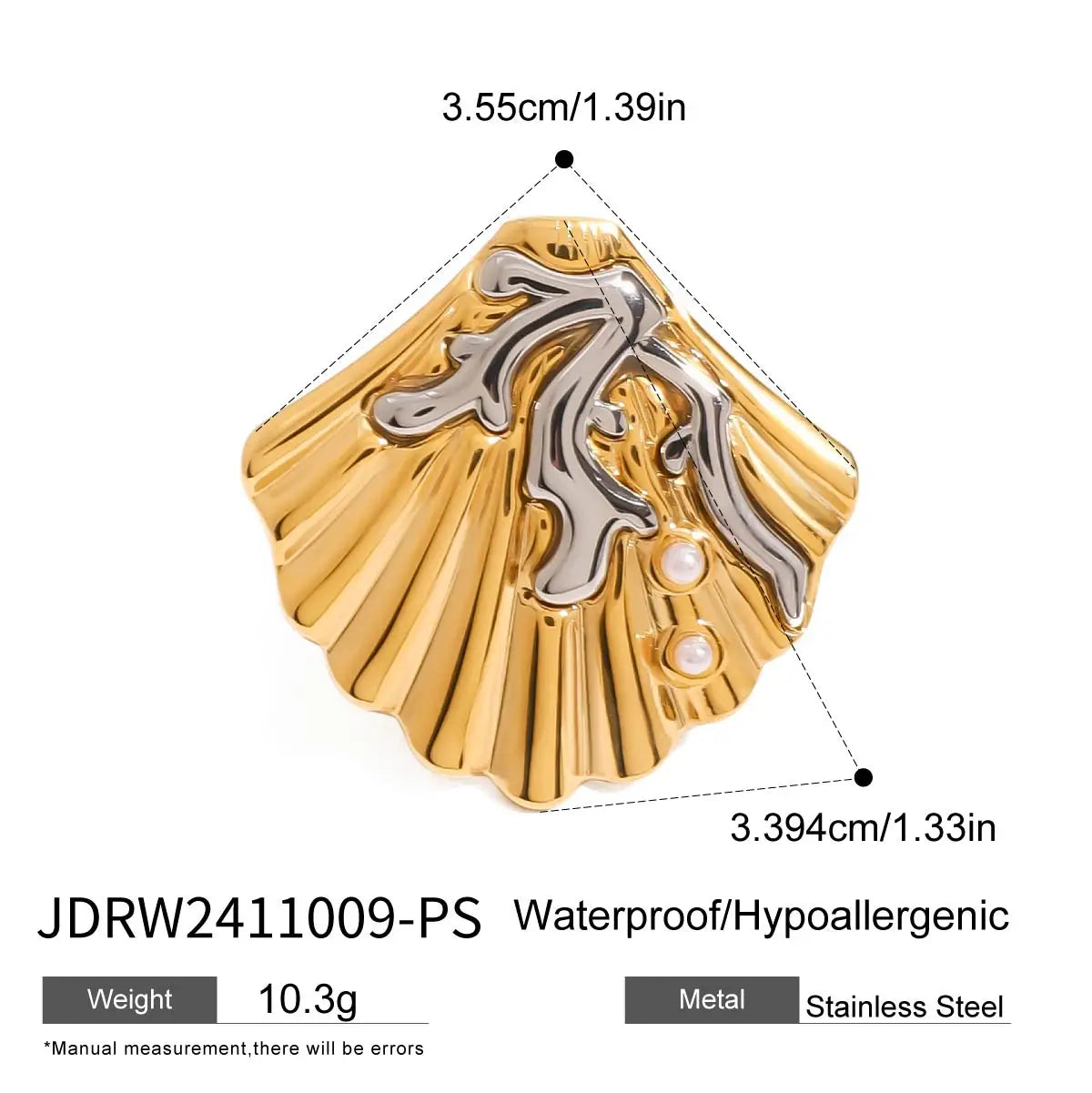 Ocean Beach Starfish Spiral Ring 18K Gold Plated Stainless Steel Shell Stackable Rings