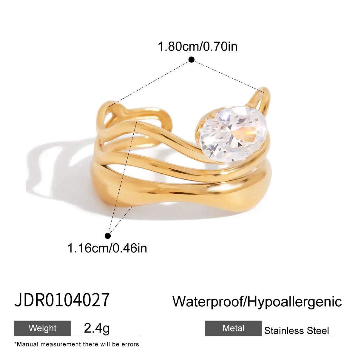 Zircon Circle Lines Gold Plated  Rings