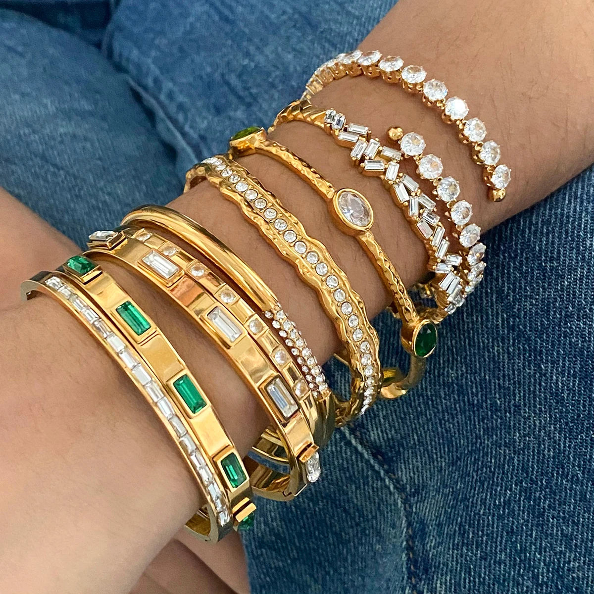18K Gold Plated Zircon Crystal Adjustable Bracelet