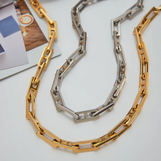 Geometric Square Chain Necklace Bracelet