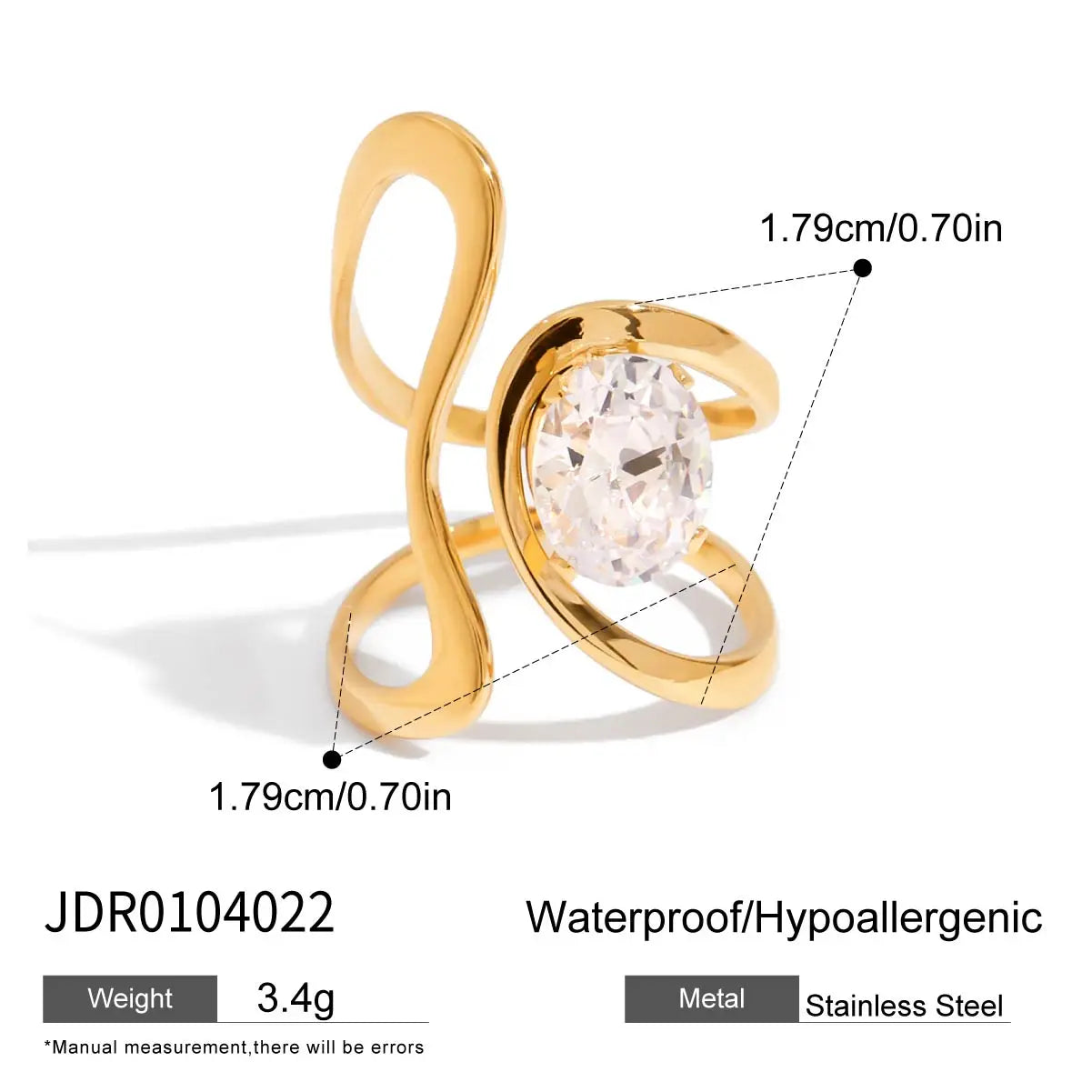 Zircon Circle Lines Gold Plated  Rings