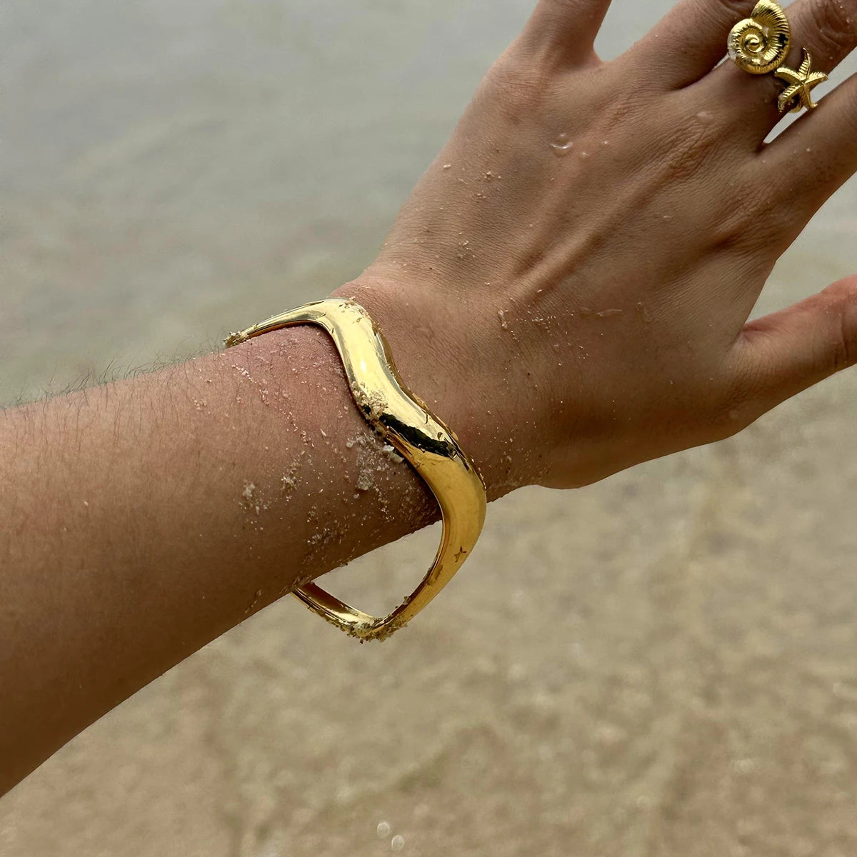 18K Gold Plated Stainless Steel Wrist Bracelet Bangle