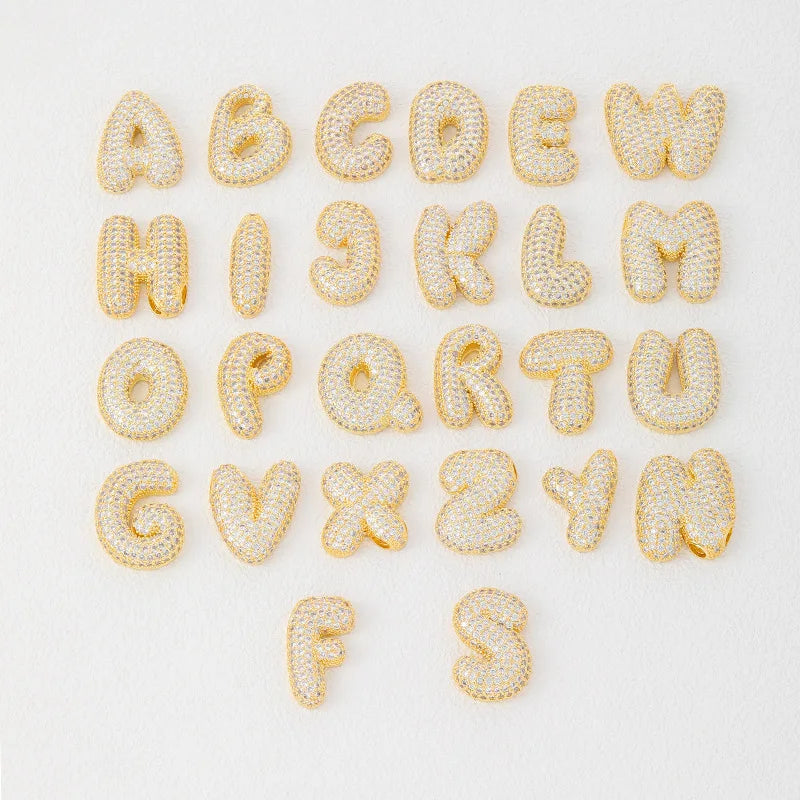 Buble chunky Initial Letter Pendant Necklaces