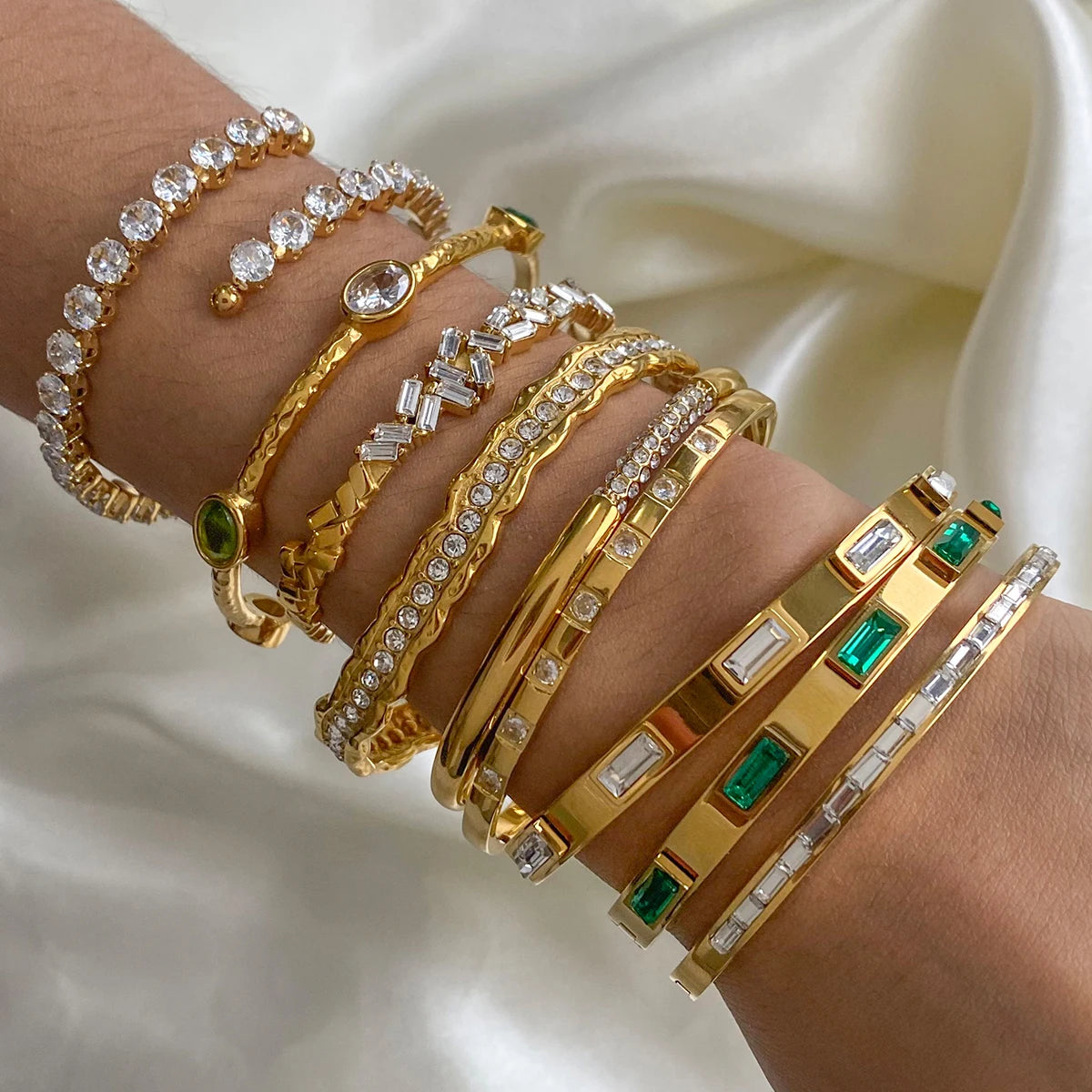 18K Gold Plated Zircon Crystal Adjustable Bracelet