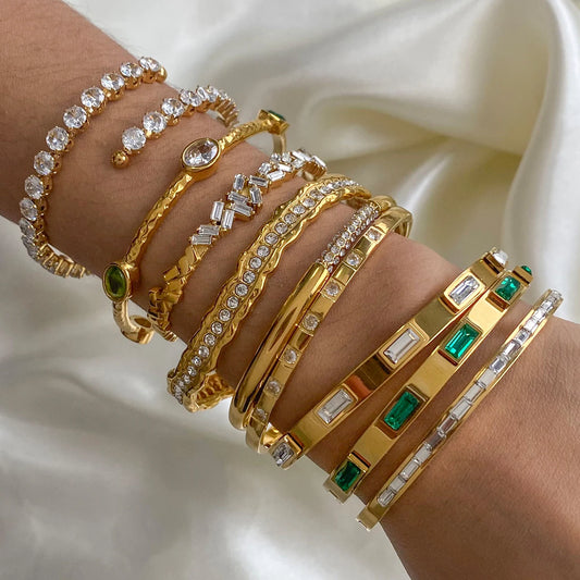 18K Gold Plated Zircon Crystal Adjustable Bracelet