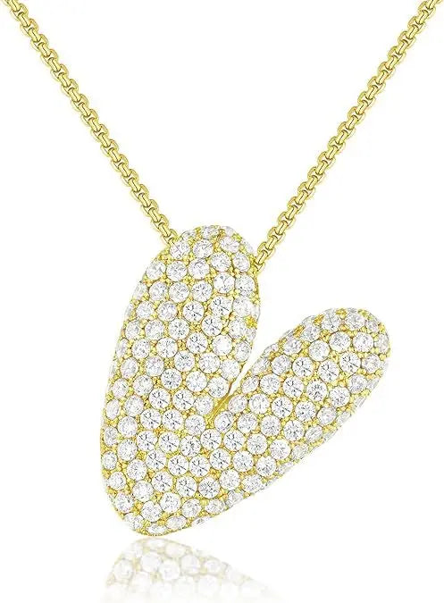 Buble chunky Initial Letter Pendant Necklaces