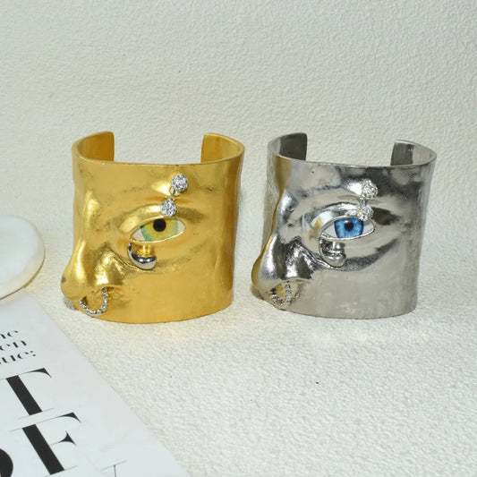 Statement Surrealist  Eyes Cuff Bracelet