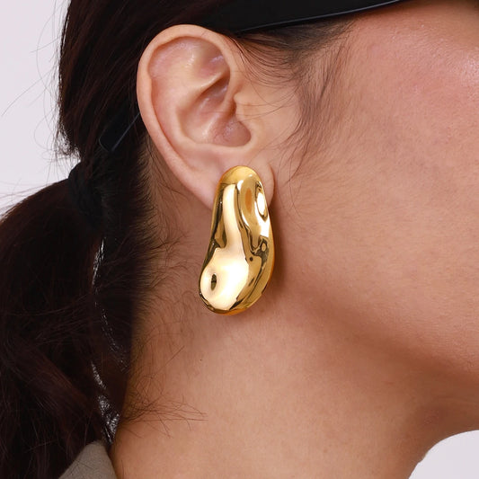 Asymmetric Hammered Big Chunky Stud Earrings