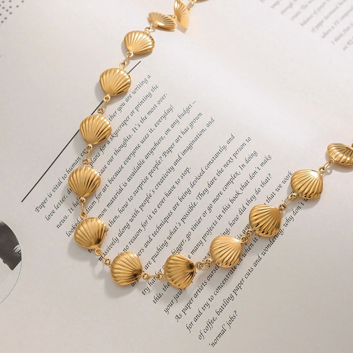 Shell Chain & Steel Sun Pendant Necklace