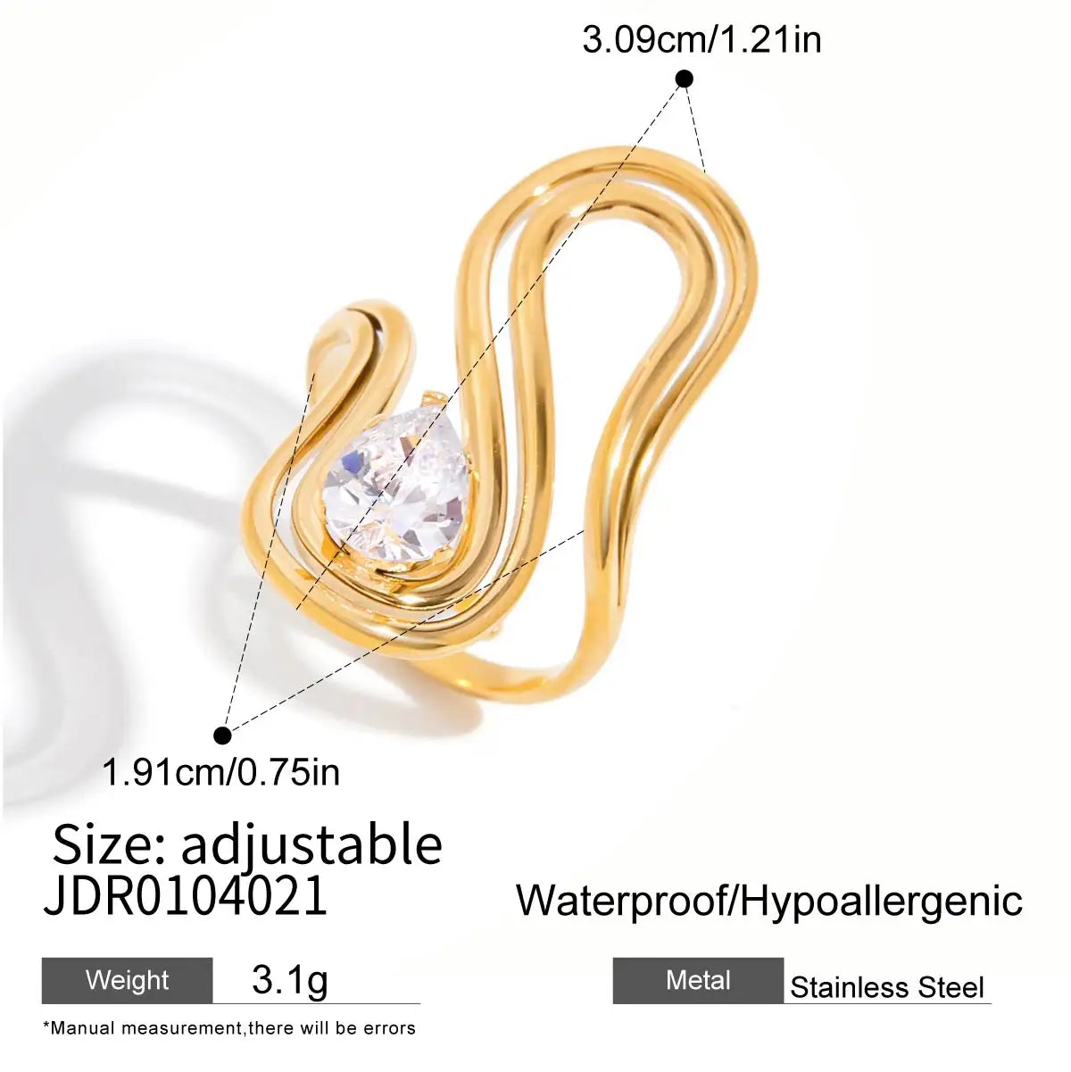 Zircon Circle Lines Gold Plated  Rings