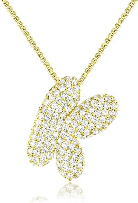 Buble chunky Initial Letter Pendant Necklaces