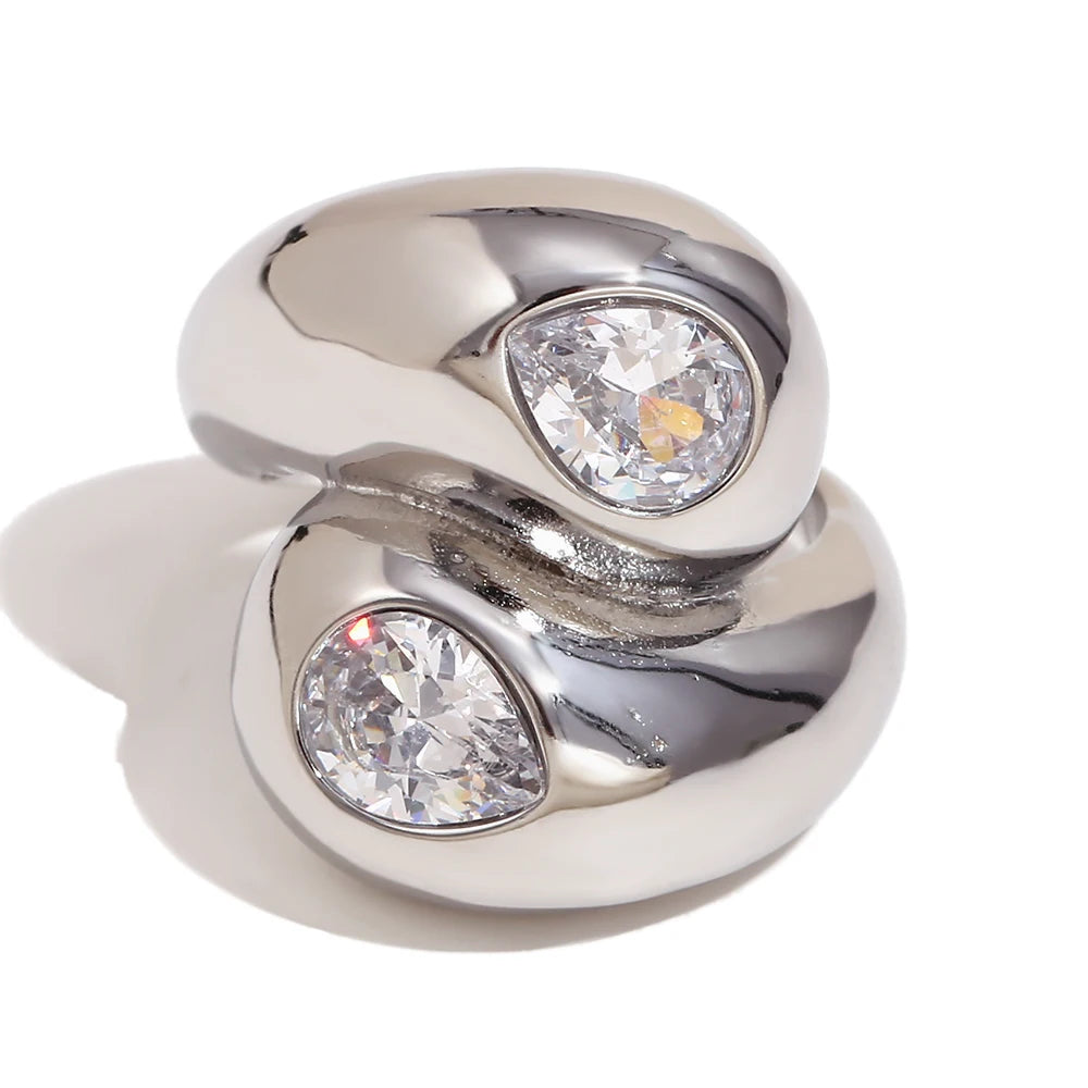 Chunky Gold Plated Zircon Ring