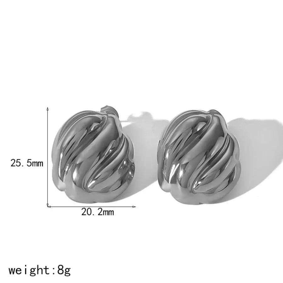 18k Gold Plated Wave Texture Stud Earrings