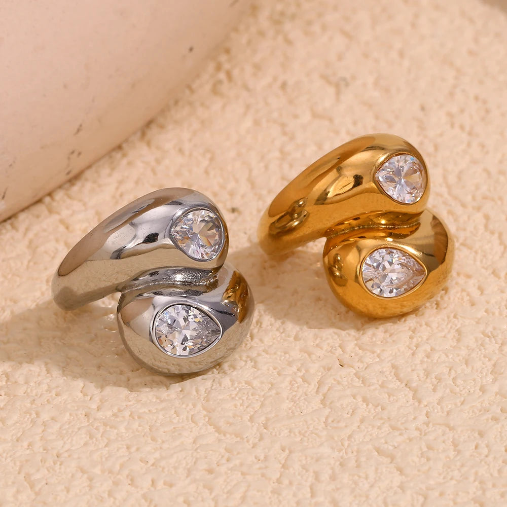 Chunky Gold Plated Zircon Ring