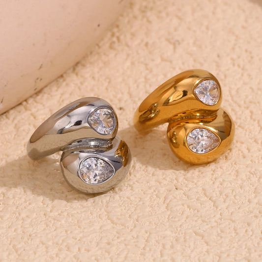 Chunky Gold Plated Zircon Ring