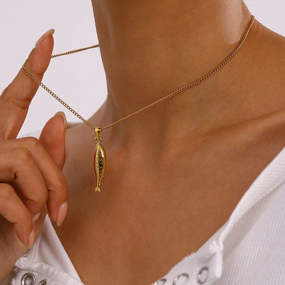 Sardine Pendant Chain Necklace